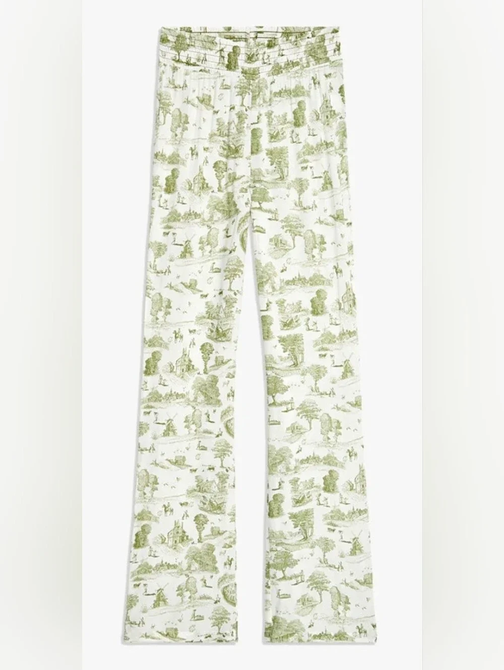 WeWoreWhat Smocked Vintage Toile Flare Pants - Picture 2 of 6